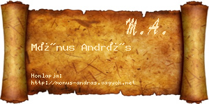Mónus András névjegykártya